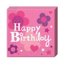 Салфетки Procos Happy Birthday розови 88202