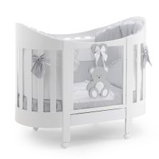 Бебешко легло Italbaby PELUCHE Lunetta Осн. цвят бял + декорация GREY, с матрак и спален комплект