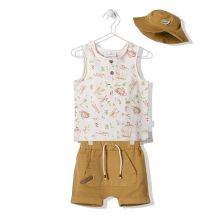 Бебешки комплект Bebetto Lazy Animals Кафяв, 3 ч., 6-36м., K3782