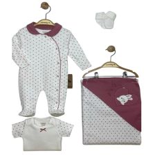 Бебешки комплект за изписване Ciсcim Baby Зайче, Розов, 4 части, 0-1м., U5139