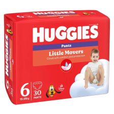 Бебешки пелени гащички HUGGIES Little Movers 6, 15-25 кг, 30 броя