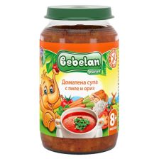 Бебешко пюре Bebelan Puree Доматена Супа с Пиле и Ориз, 5596, 8 м+, 220 г.