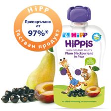 БИО Плодово пюре Hipp HiPPiS слива, касис и круша 100гр.