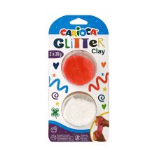Блестящ моделин CARIOCA Glitter, Бял и Червен
