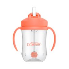 Чаша с гъвкава сламка с тежест Dr.Brown's Milestones Baby’s First Straw Cup 270 мл.