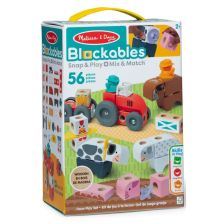 Дървен конструктор Melissa & Doug Blockables Farm Snap And Play, 56 ч.
