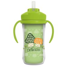 Детска преходна чаша със сламка и дръжки Dr.Brown's Milestones Insulated Straw Cup Green, 12м+, 300 мл.