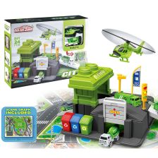 Детски паркинг и килимче за игра Raya Toys с камионче и хеликоптер