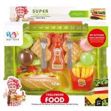 Игрален комплект Raya Toys Tableware Food Сандвич и сладки с поднос