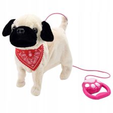 Интерактивна играчка ходещо лаещо куче с каишка Raya Toys Мопс, с музика