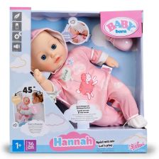 Интерактивна кукла бебе Zapf Creation Baby Born Hannah, с звук, 36 см.