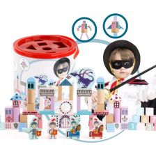 Комплект пъзел и дървени блокчета Raya Toys Рицари