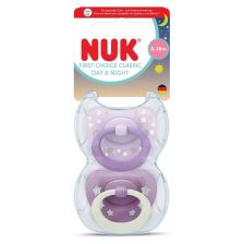 Ортодонтични залъгалки Nuk First Choice Day & Night, с кутийка, 6-18м, 2 бр.