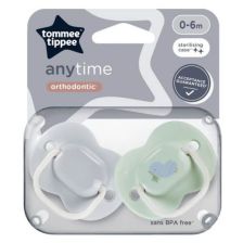 Ортодонтични залъгалки Tommee Tippee AnyTime, 0-6 м, 2 броя, Птиче