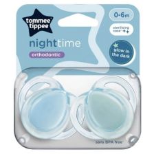Ортодонтични залъгалки Tommee Tippee Night Time, 0-6 м, 2 броя, сини