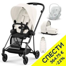 Бебешка количка 3 в 1 Cybex Mios 3 Шаси + Тапицерия + Кош за новородено + Стол за кола Cloud T i-Size Urban Mobility, 45 – 87 см + Чувалче, Пакет с отстъпка №237