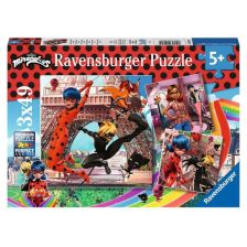 Пъзели Ravensburger Miraculous Калинката и котарака, 3х49 ч.
