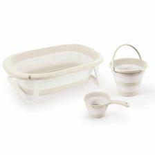 Сгъваема вана Dolu Relax Beige, с изход за оттичане, кофа и каничка 7271