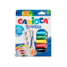 Tемперни бои CARIOCA, 7x10 мл - с палитра и четка