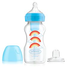 Преходно шише Dr.Brown's Wide-Neck Options+ Blue Rainbows 270ml