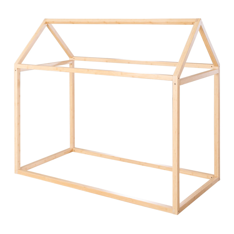 Детско легло тип къщичка Roba Montessori Natural, бамбук, 70/140 см