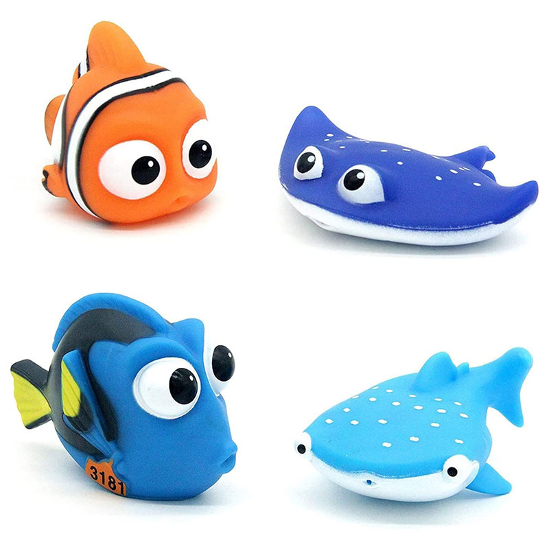 Играчки за баня Raya Toys Морски свят, 8 броя, с мрежичка за закачане