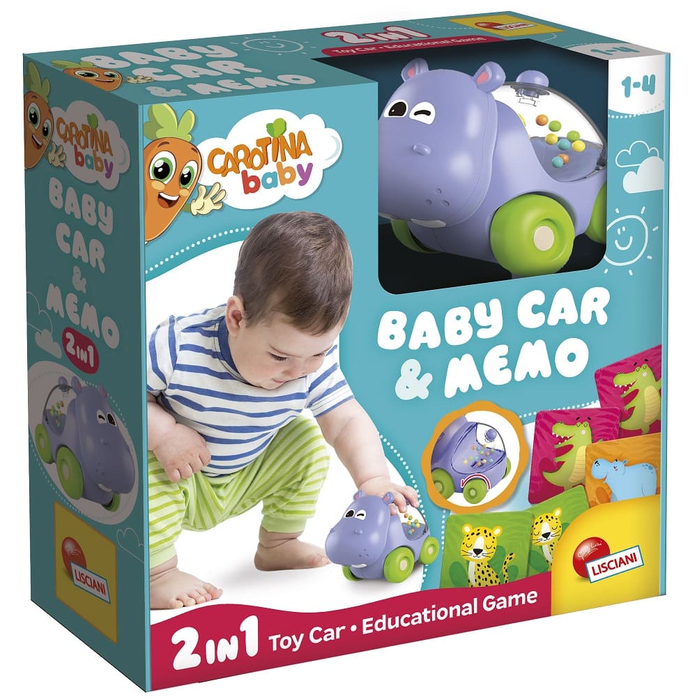 Бебешка играчка кола Lisciani Carotina Baby Хипопотам с мемори карти
