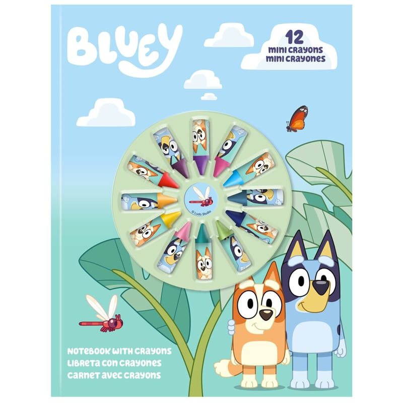 Комплект за рисуване Kids Licensing Bluey, тетрадка с 12бр. мини пастели