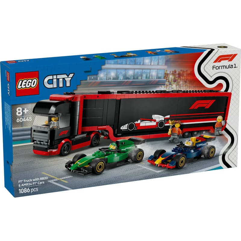 Конструктор LEGO City Камион от F1 с коли RB20 и AMR24 от F1 60445
