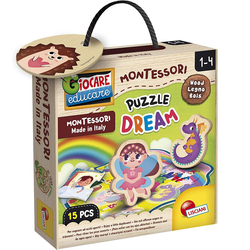 Детски дървен пъзел Lisciani Montessori Legno Puzzle Dream, 15 части