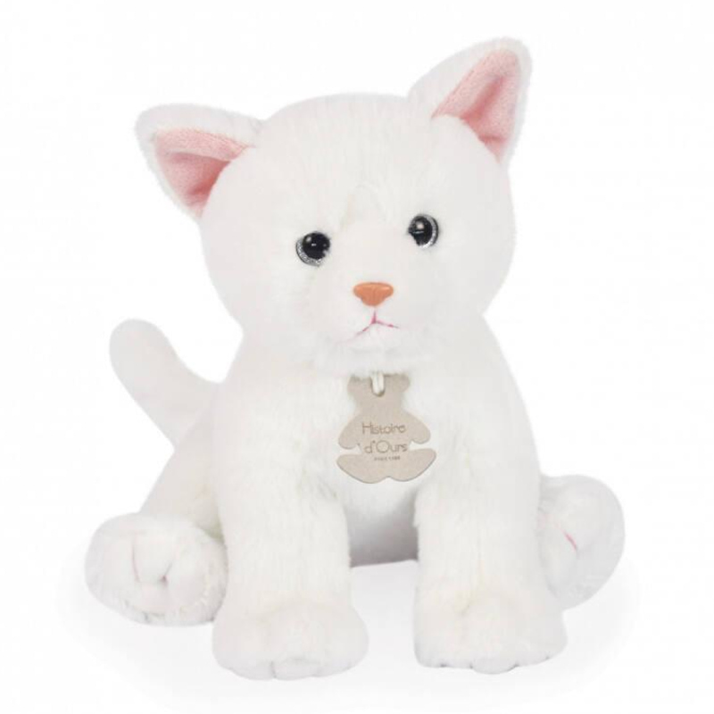 Плюшено коте Doudou Histoire d'Ours Baby cat, Бял, HO3155, 18см.