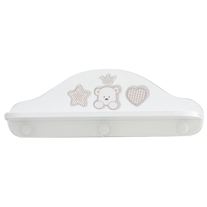 Рафт със закачалки Italbaby BABY RE Осн. цвят бял + декорация Dove Grey