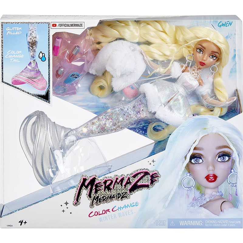 Кукла Русалка MGA Mermaze Mermaidz Color Change Winter Waves Gwen, 34 см, с аксесоари