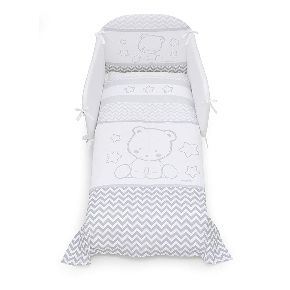 Спален комплект Italbaby FLASH Pony Pop Star 4ч. 70х130 см. Сив с обиколник