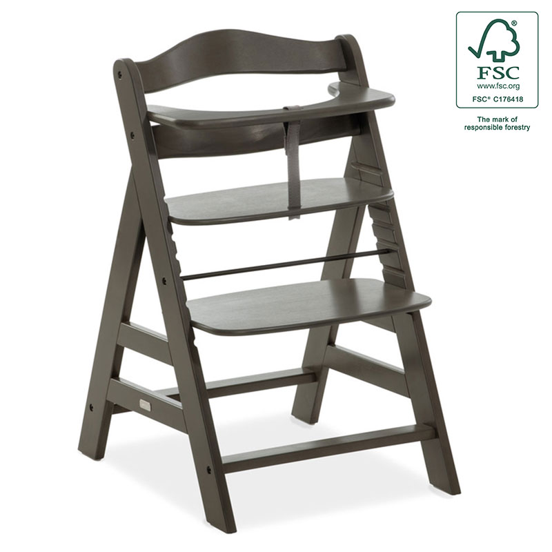 Дървен стол за хранене Hauck Alpha+ Select Charcoal