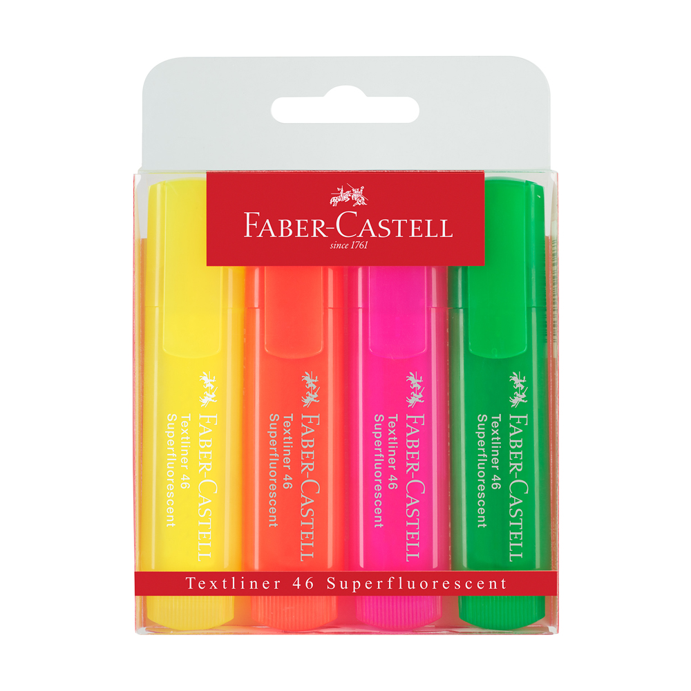 Текст маркер Faber-Castell 1546 неон 4 цвята
