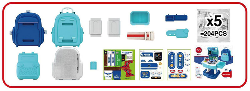 Конструктор в трансформираща се раница Raya Toys Полиция, 204 ч.
