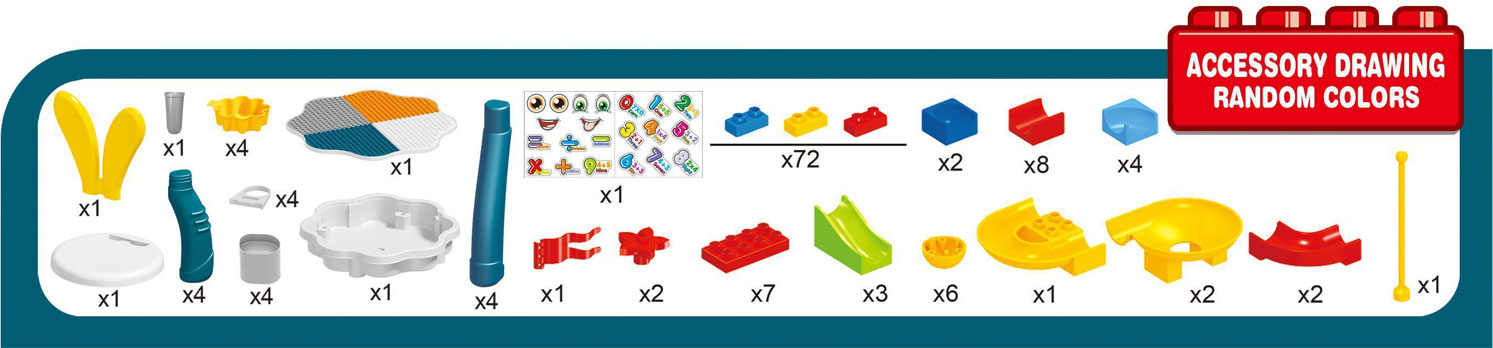 Многофункционална детска маса със стол и конструктор Raya Toys Пързалка, 133 части