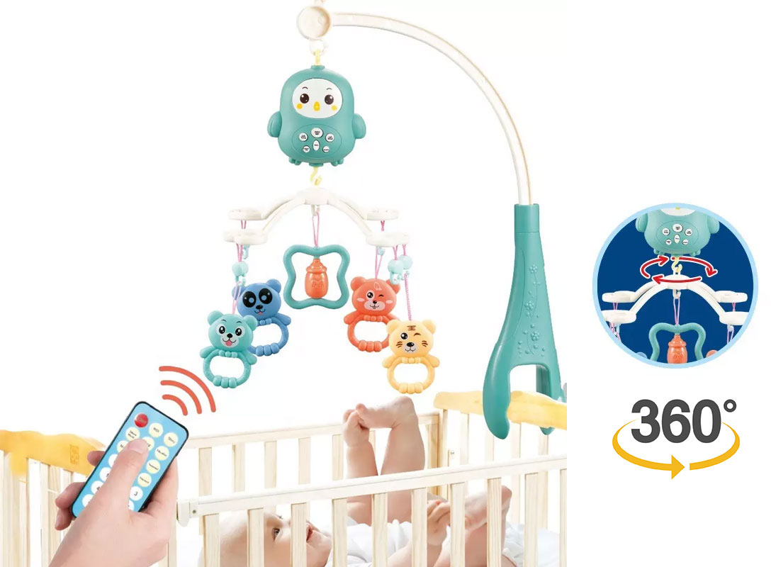 Музикална въртележка за легло и кошара Raya Toys със светлини, с дистанционно