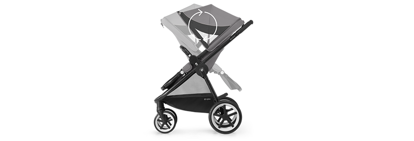 Въртяща се седалка с легнало положение - Може да се монтира по посока на движението или с лице към майката.